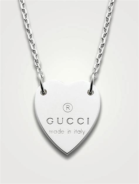 gucci women's sterling silver heart pendant necklace|gucci silver and onyx necklace.